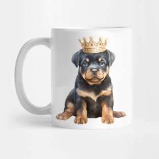 Watercolor Rottweiler Dog Wearing a Crown Mug